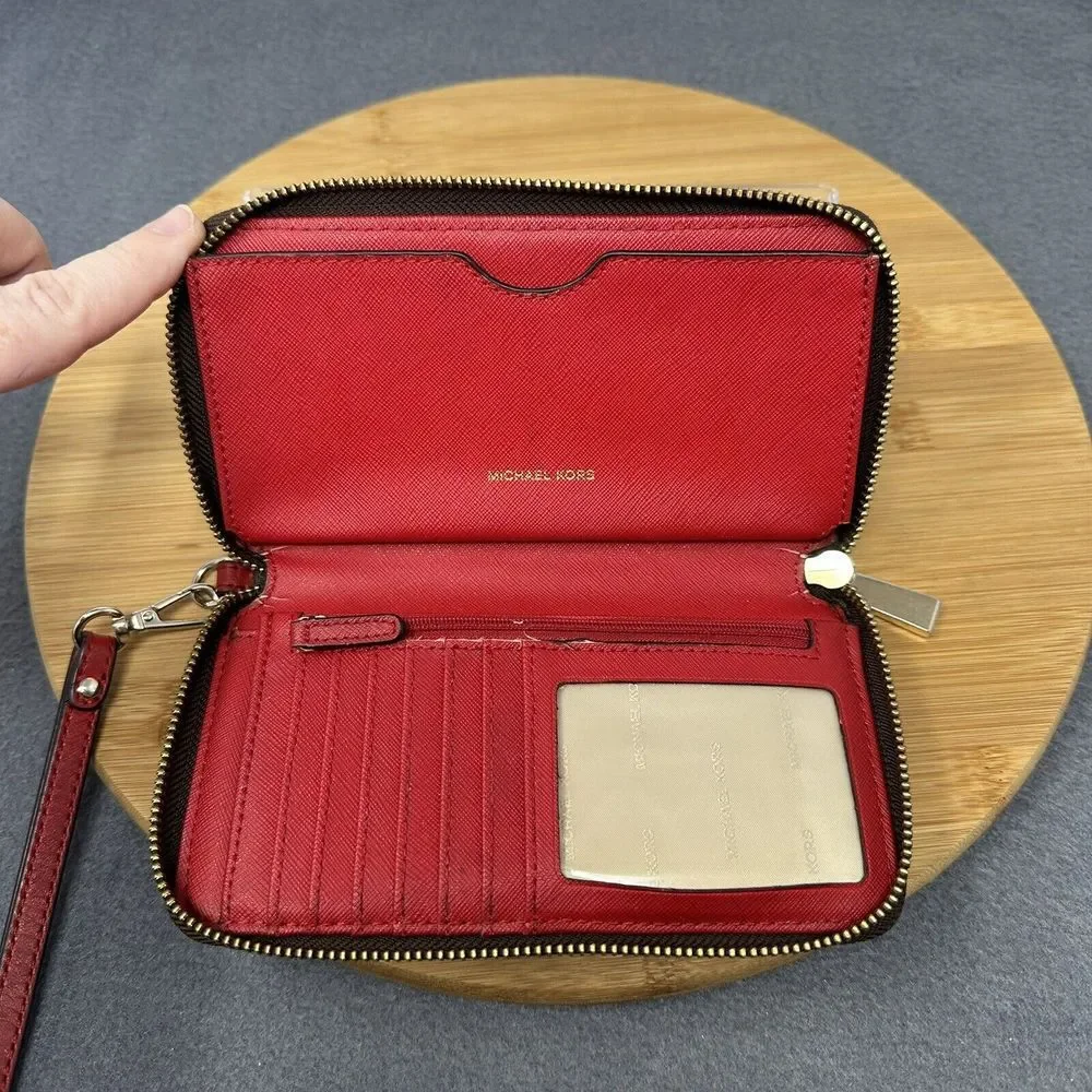 Michael Kors Women's Wristlet Jet Set Travel Smartphone Brown Red 32S7GTTE2B